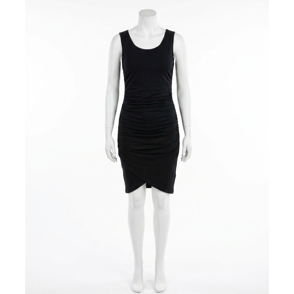 NEW WHITE BIRCH ruched mini dress in black